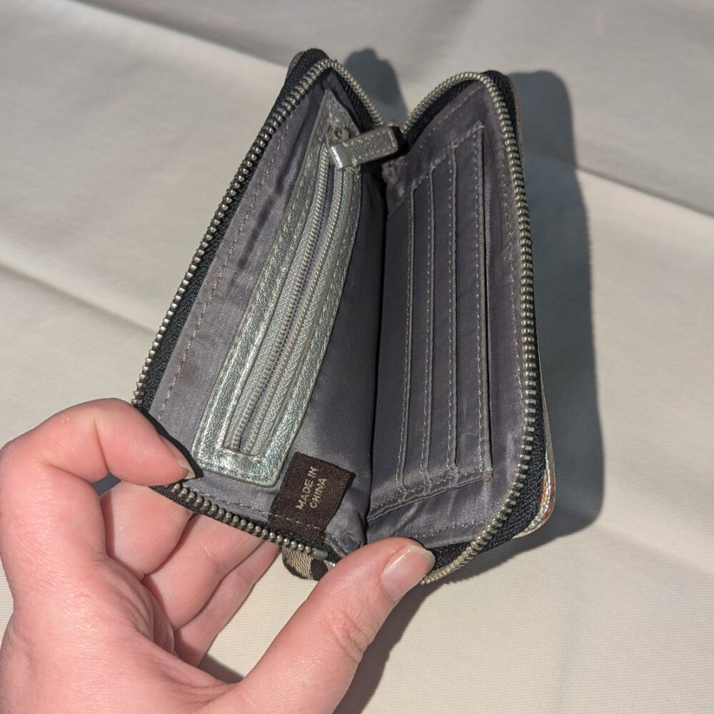 Coach POPPY wristlet coin clutch - black and gray Jacquard Silver Signature C - Picture 4 of 4